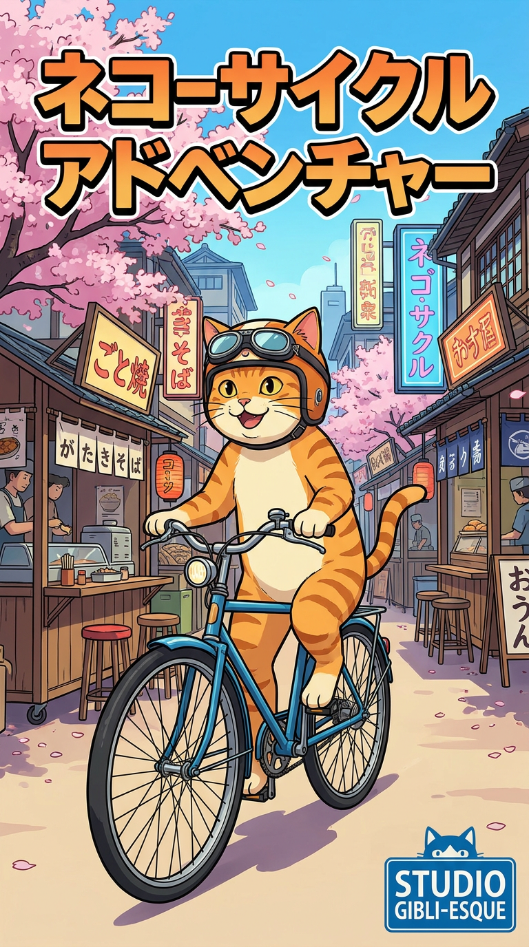 Image made with Nano Banana Pro: cat on a bicycle